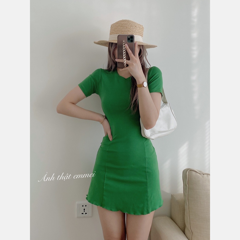 Váy body sexy, đầm ôm sát thun gân cá tính Emmei - v123