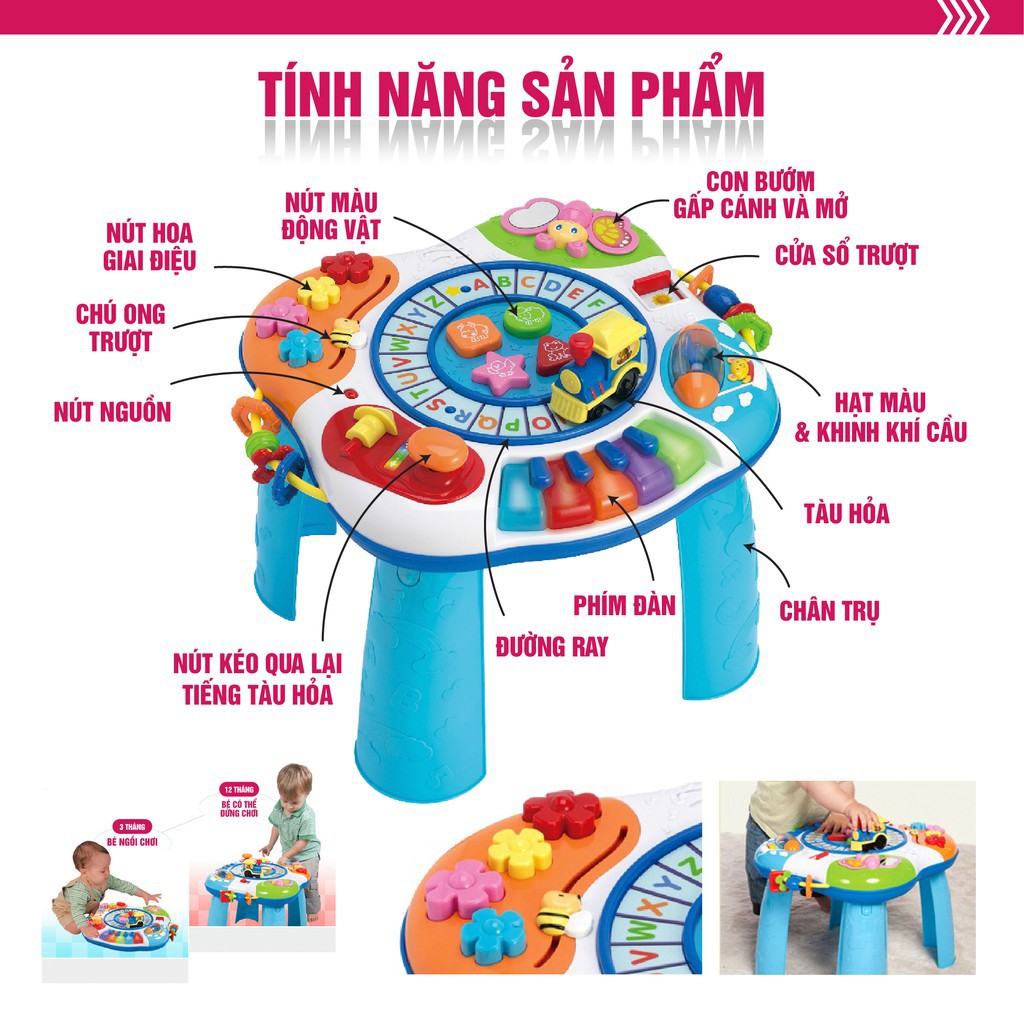 BÀN NHẠC THÔNG MINH 2IN1 - WINFUN LETTER TRAIN AND PIANO ACTIVITY TABLE