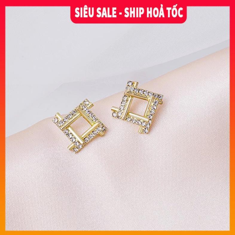 Có ảnh thật 🌸Tặng chốt khuyên🌸 Bông tai đính đá hình thoi Hàn Quốc| Khuyên tai đẹp 2021- Wink Accessories L1AS11