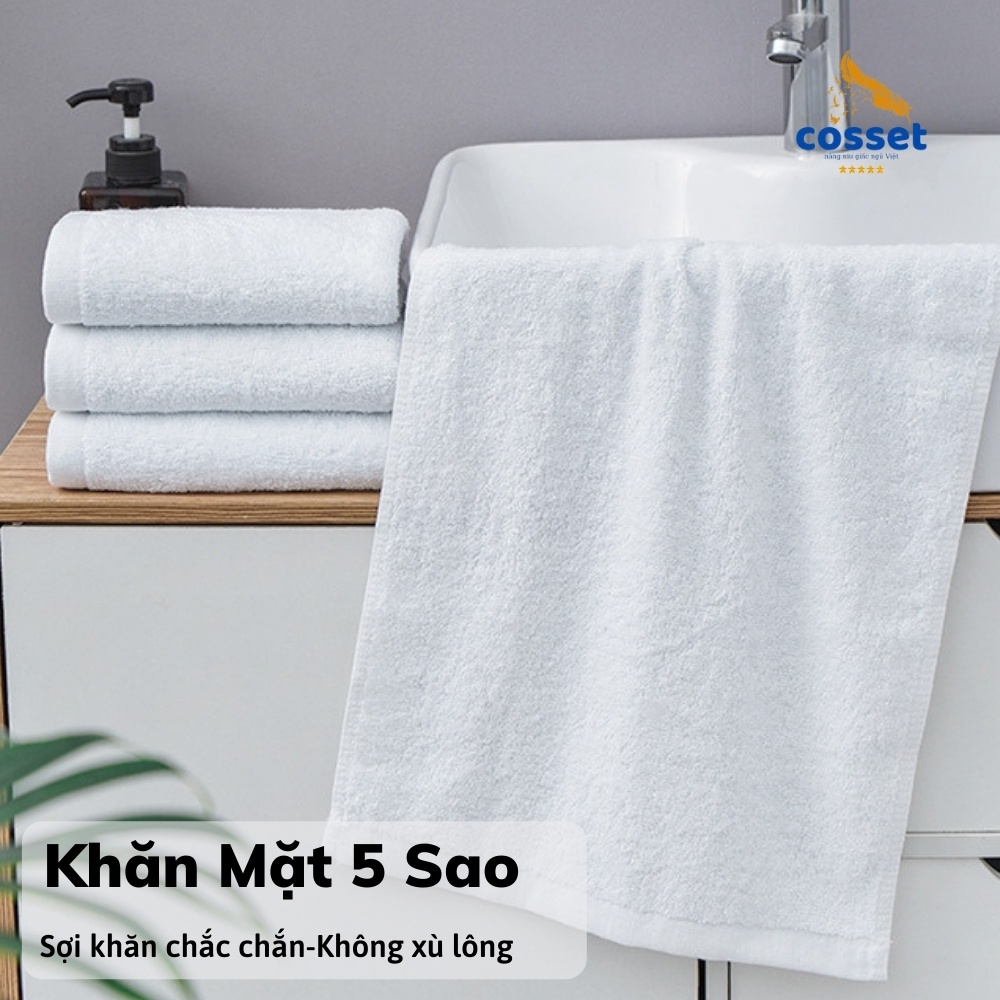 Khăn mặt COSSET khách sạn – Khăn Cotton 100% - Sợi bông cao cấp,Sợi se đôi,Thấm hút tốt,Kích thước 34 x 70 cm