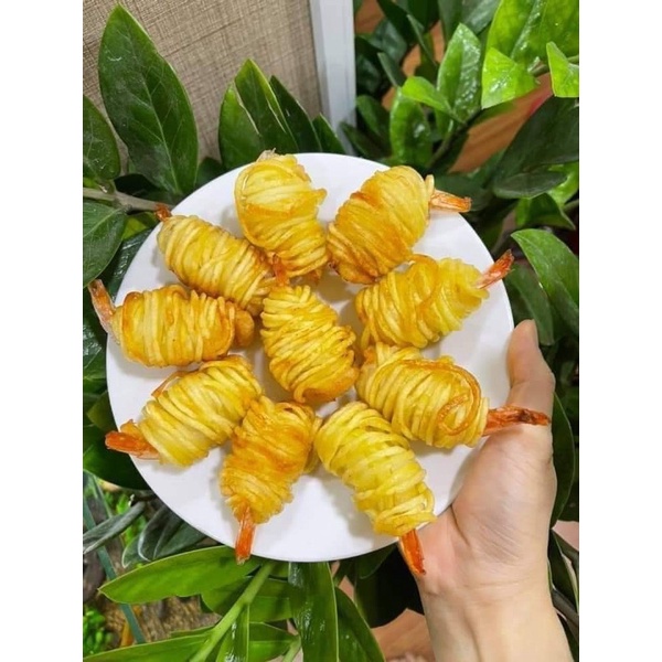 Tôm Cuộn Khoai Tây _Khay 10 Cuộn –Chiên, Món Ăn Vặt Mới