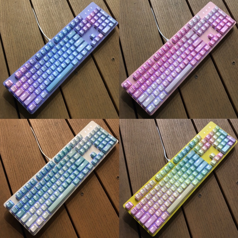 Set Keycap PBT nút bàn phím cơ nhiều phối màu Rainbow , Frostblue , Winter , Pinky phù hợp layout chuẩn Ansi