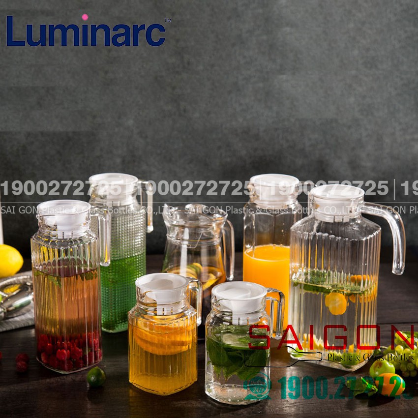 Bình Nước Thủy Tinh Luminarc Quadro Cao Cấp | Tùy Chọn Dung Tích , Thủy Tinh Luminarc