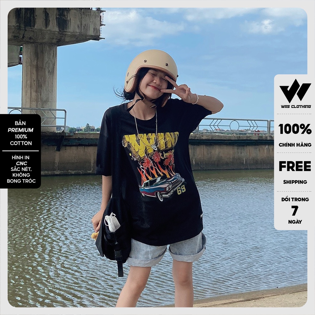 Áo thun tay lỡ unisex form rộng WIIS phông oversize bản Premium Xe Đua nam nữ ulzzang