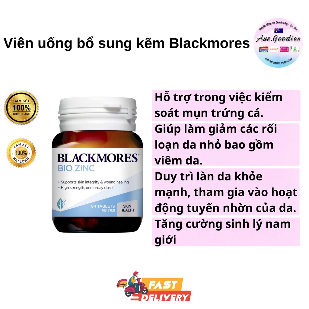 [Hàng Chuẩn ÚC] Blackmores Bio Zinc - Viên uống bổ sung kẽm tự nhiên 84 viên