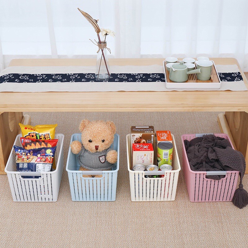 Giỏ đựng quần áo Việt Nhật 3 cỡ - Sọt nhựa giả đan mây đựng đồ đa năng