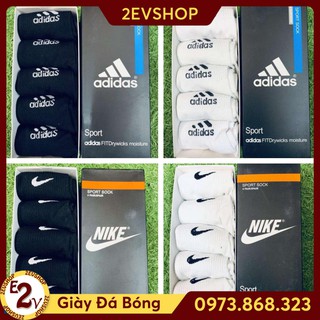 Hộp tất cotton 5 đôi phụ kiện đá bóng nam cao cấp, combo vớ thể thao rẻ đẹp - 2EVSHOP