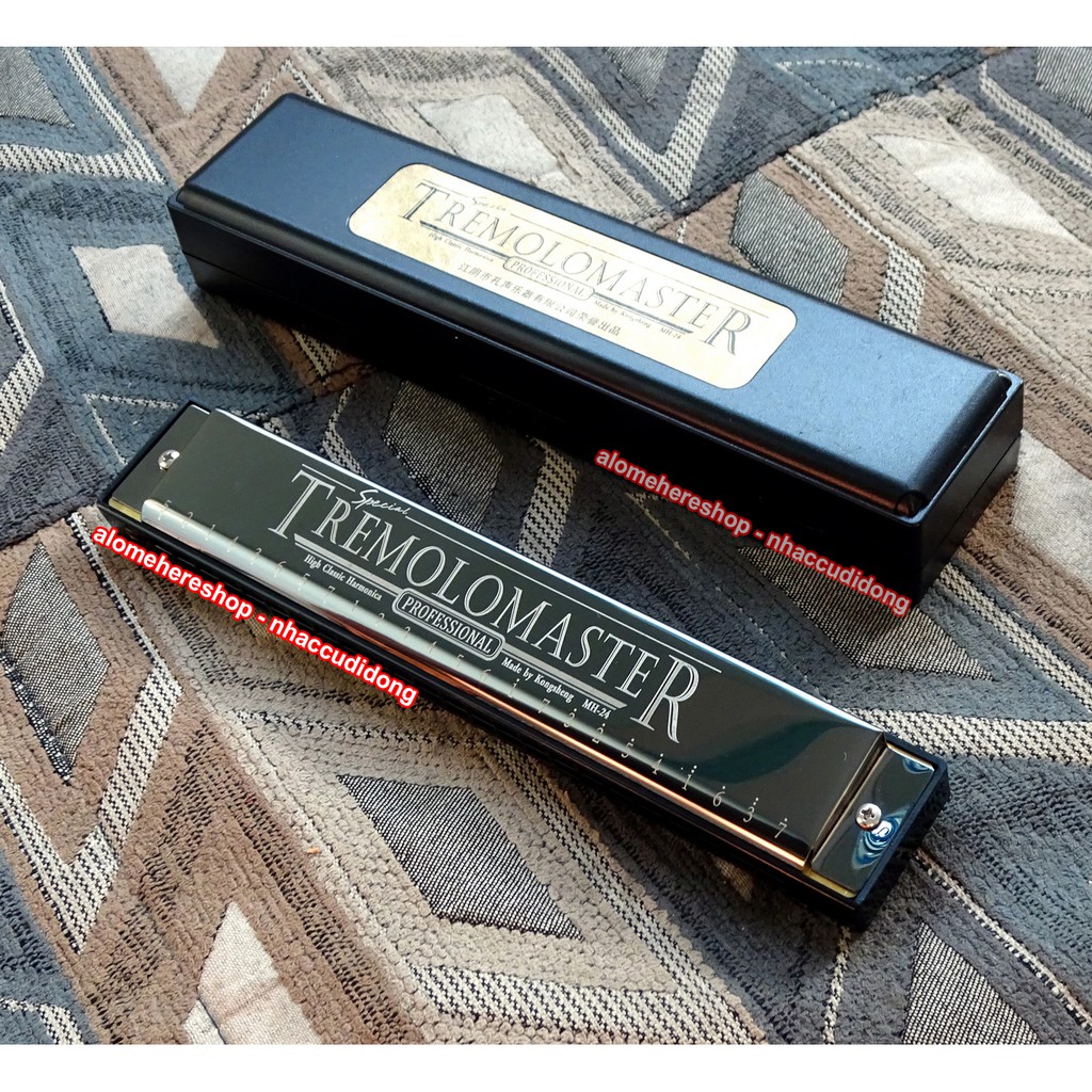 Kèn harmonica Kongsheng Tremolo Master 24 lỗ key C Đen xám