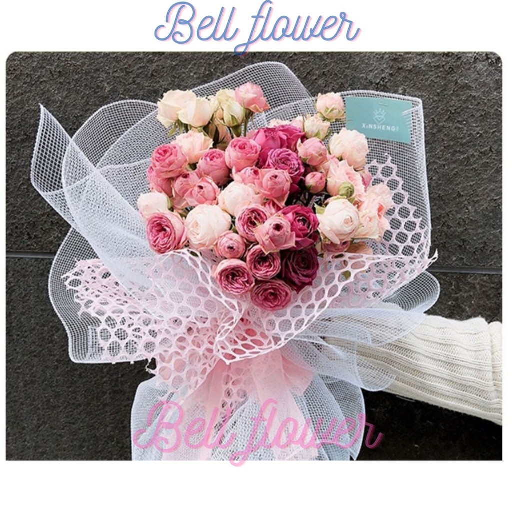 Cuộn Lưới Cứng Thô Gói Hoa Hàn Quốc Đẹp, Rộng 50cm, Vải Lưới Bó Hoa Sáp, Tươi Bell Flower