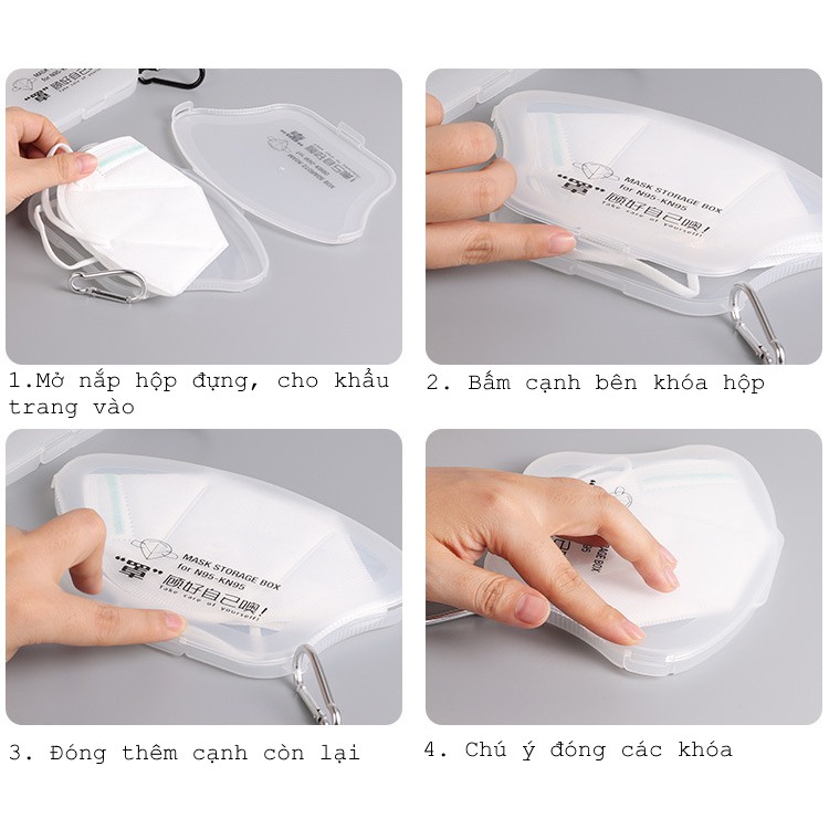 Hộp lưu trữ Khẩu trang Chống bụi, vi khuẩn. MUA HỘP TẶNG MÓC TREO
