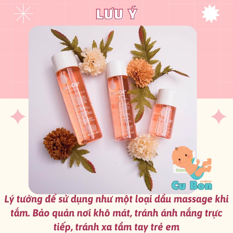 Dầu dưỡng giảm rạn da bà bầu sau sinh Bio Oil của Nam Phi (60ml và 125ml) làm mờ sẹo làm lạnh rạn cho mẹ bầu sau sinh