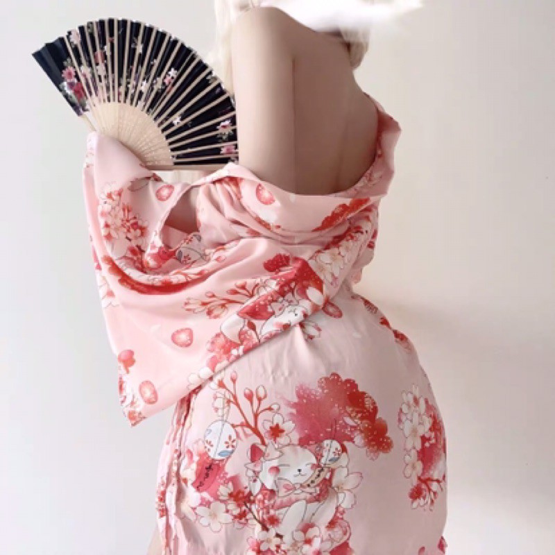 Trang Phục Kimono Họa Tiết Hoa Xinh Xắn Gợi Cảm Cho Nữ