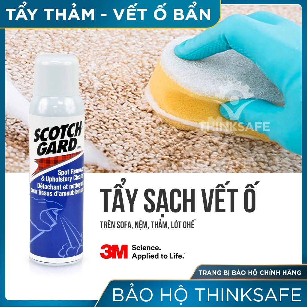 Chai xịt làm sạch vết bẩn trên thảm, sofa, nệm 3M Thinksafe, hoá chất  tẩy sạch vết ố bụi bẩn dễ dàng - Scotchgard