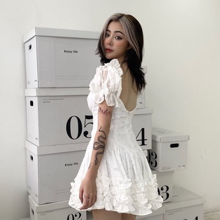 Đầm nữ dễ thương dạo phối thiết kế lucie - đầm xoè 05 màu trắng