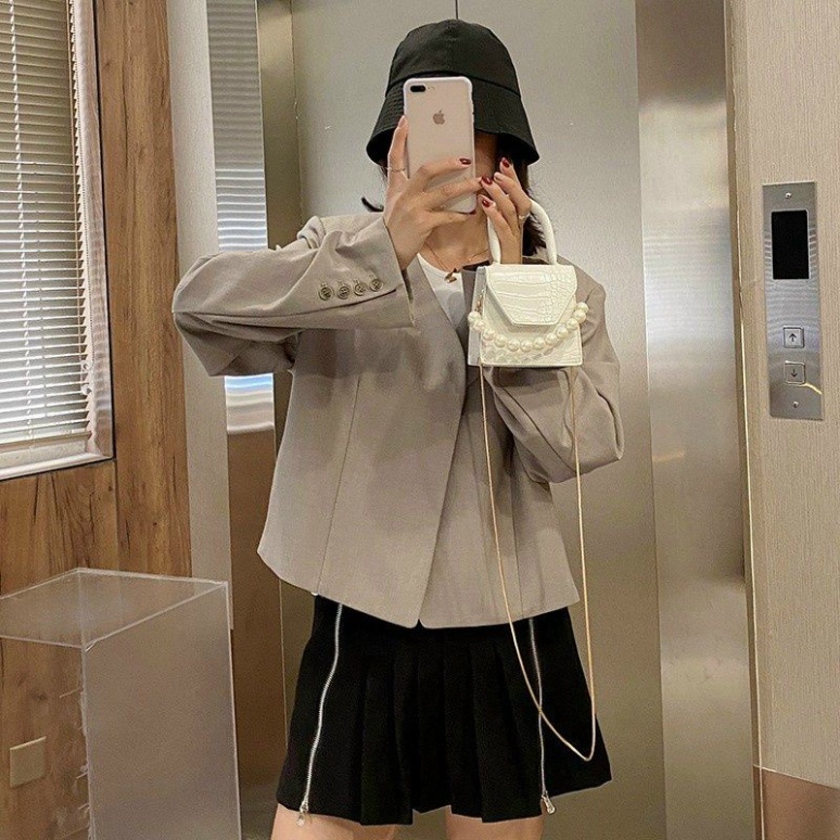 Túi xách tay ,đeo chéo mini kèm dây ngọc trẻ trung cá tínhKN
