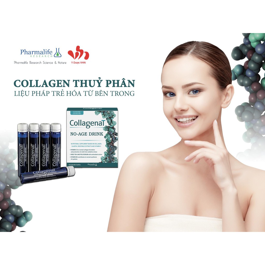 Pharmalife Thực Phẩm Bổ Sung Collagen Cao Cấp Châu Âu, Trẻ Hóa Da Collagenat No-Age 10 ống x 25ml