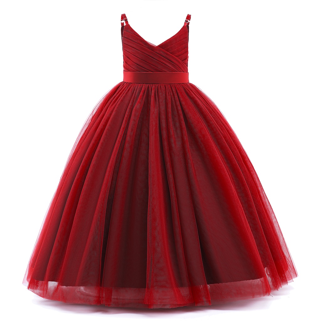 Đầm Công Chúa Dự Tiệc Dáng Dài Vải Tuyn Đính Nơ Xinh Xắn Cho Bé Gái