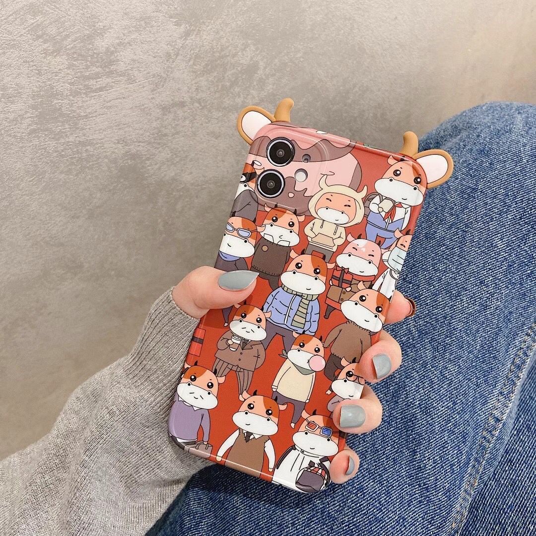 Ốp Điện Thoại Mềm Hình Bò Sữa 3D Cho Iphone 12pro Max 12mini 11pro Max Xs Max Xr Se 2020 7 8 Plus | BigBuy360 - bigbuy360.vn