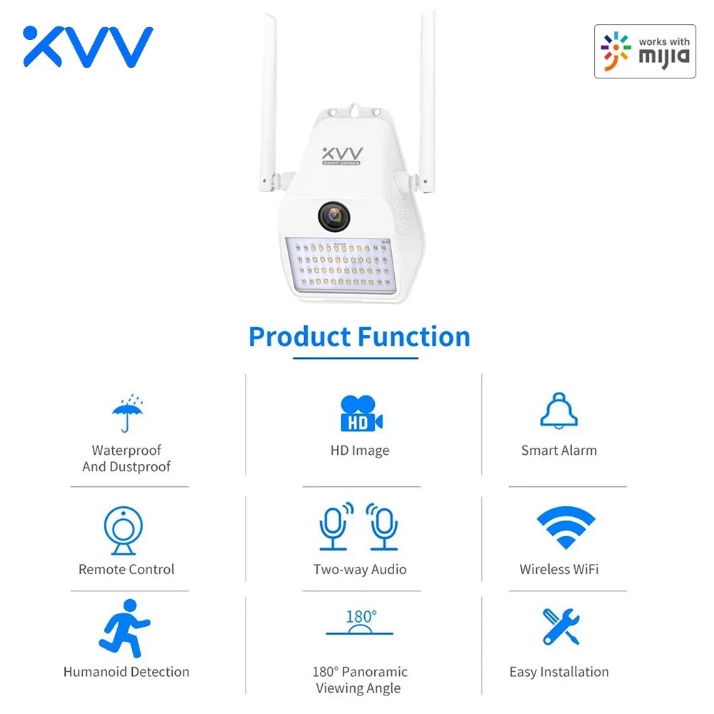 Camera Thông Minh Xiaomi Xiaovv D7 XVV-1120S-D7 Không Dây Kết Nối Wifi Có Tầm Nhìn Ban Đêm Tốt Điều Khiển Qua Điện Thoại