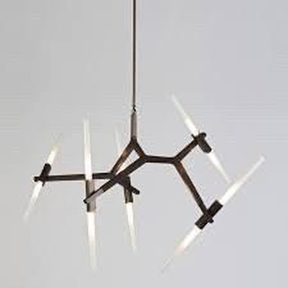 Đèn thả Angle, đèn thả xương cá thân cành chao thủy tinh ống, 10 bóng G9