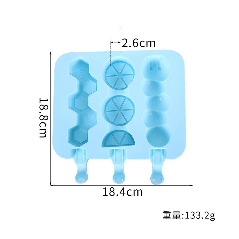 Khuôn kem ⚡ CAO CẤP ⚡ Khuôn kem silicon hình bé sâu 3 ô với mẫu hình dễ thương