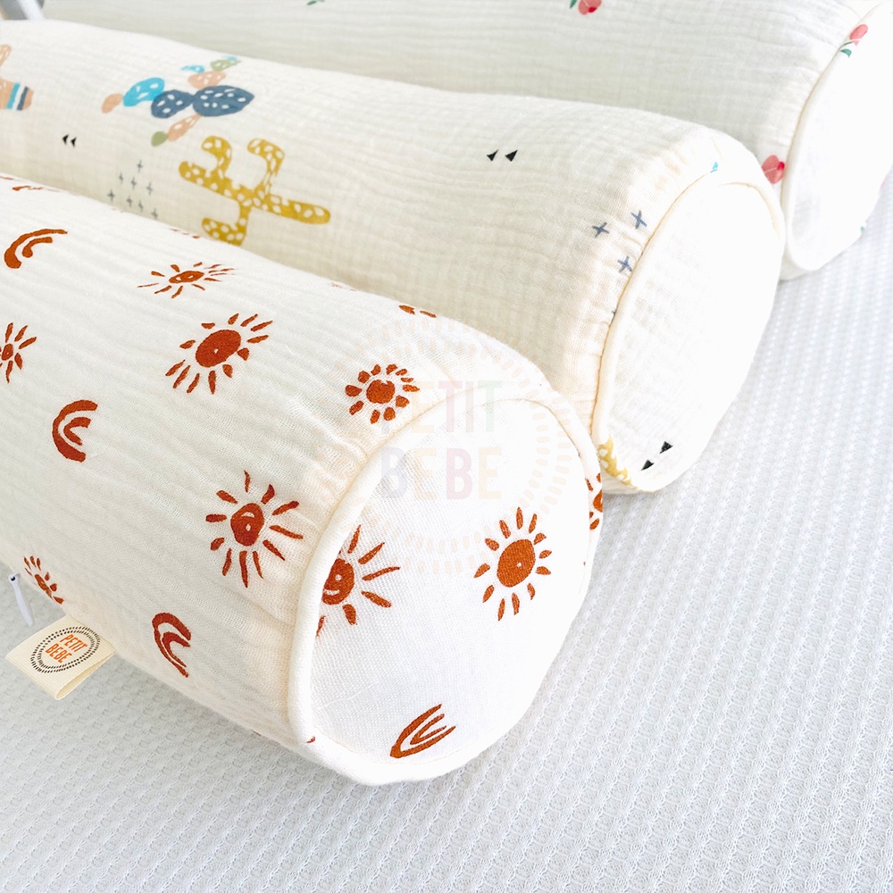 Gối ôm cho bé PETIT BEBE muslin thấm hút thoáng khí an toàn họa tiết thiên nhiên