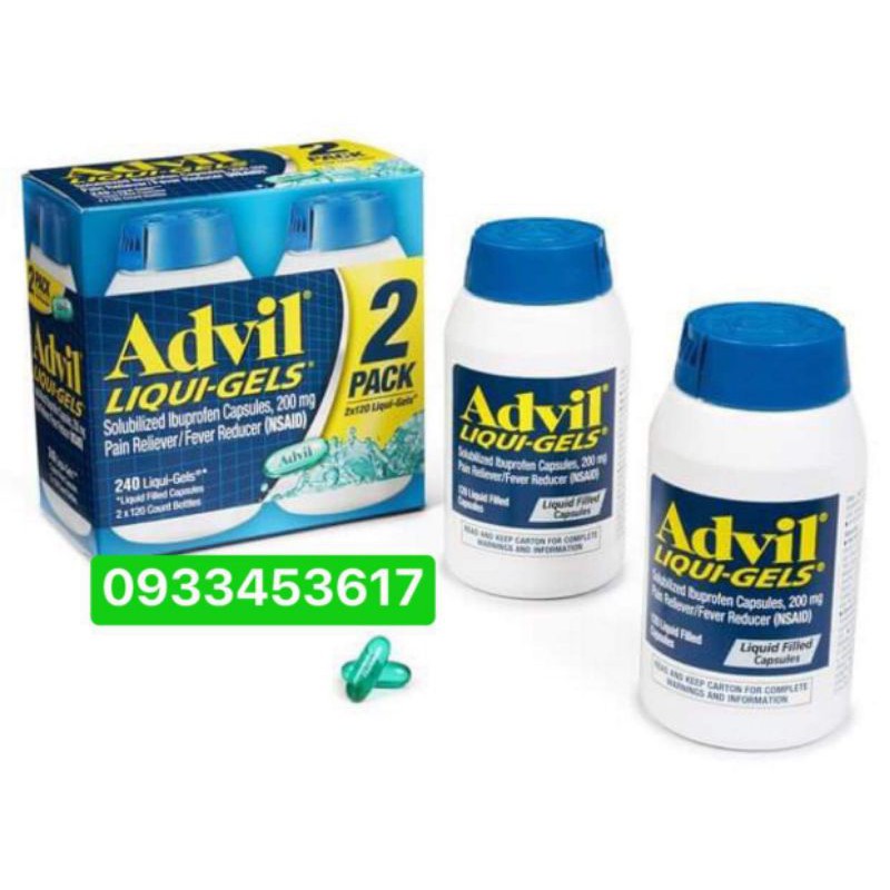 tinh chất Ádvil liqui gels màu xanh (tách lẻ 10 viên)