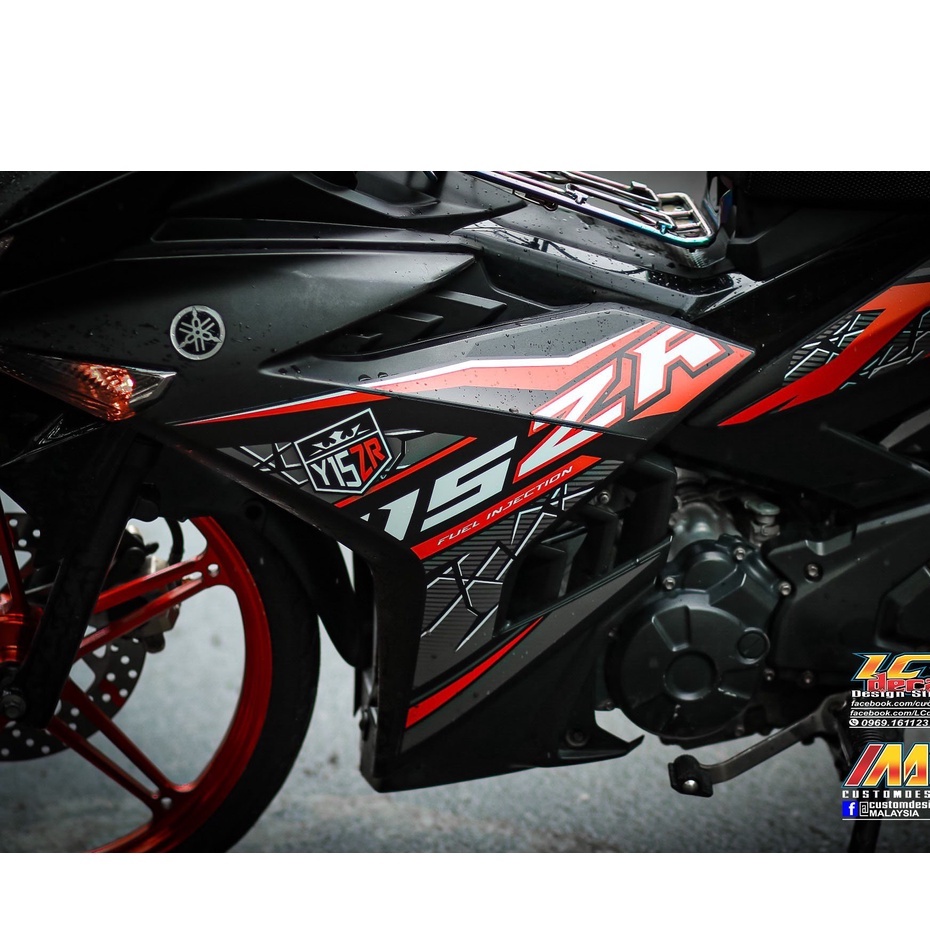 Tem rời exciter 150 đen cam nhám y15zr , tem 3 lớp bao bay màu
