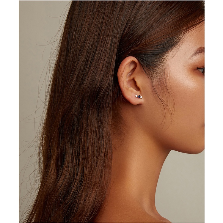 Khuyên tai BAMOER SCE1348 bằng bạc thật 925 hình trái tim thời trang đơn giản làm quà cho nữ