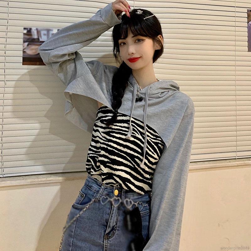 Áo Hoodie Lửng Tay Dài Màu Trơn Thiết Kế Độc Đáo Cá Tính Cho Nữ | BigBuy360 - bigbuy360.vn