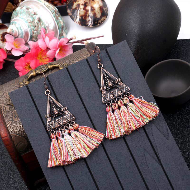 Khuyên tai tua rua hoa tai boho thời trang nữ xinh xắn - Mã HT041