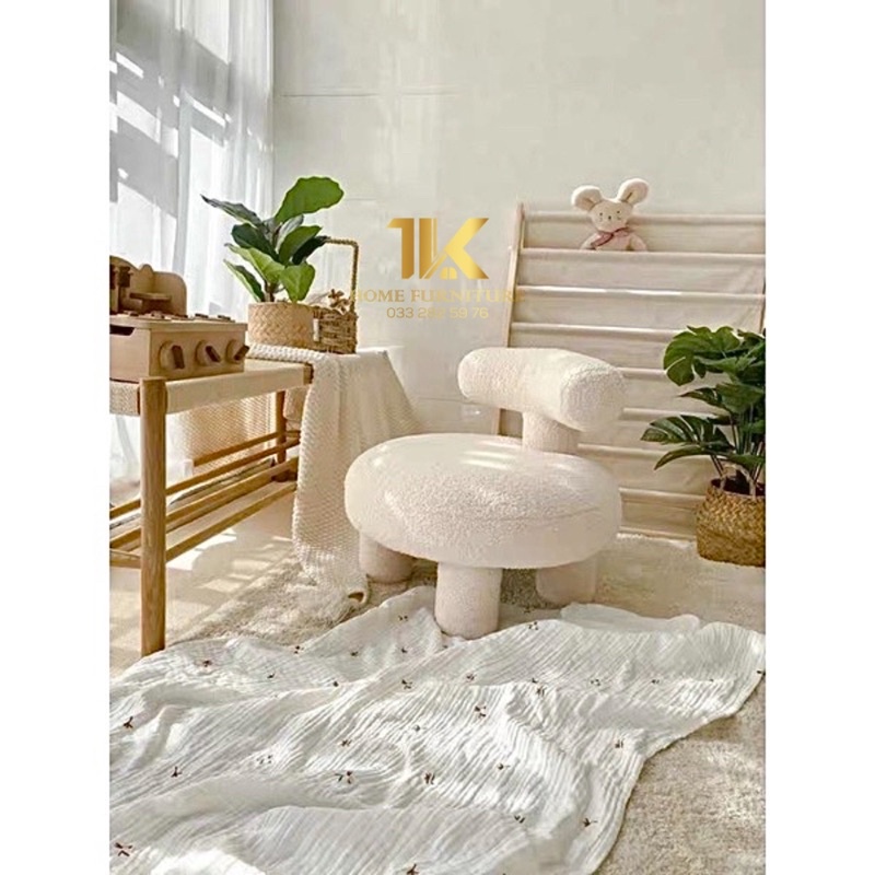 Ghế Noom đệm lông cừu cao cấp - bắc âu