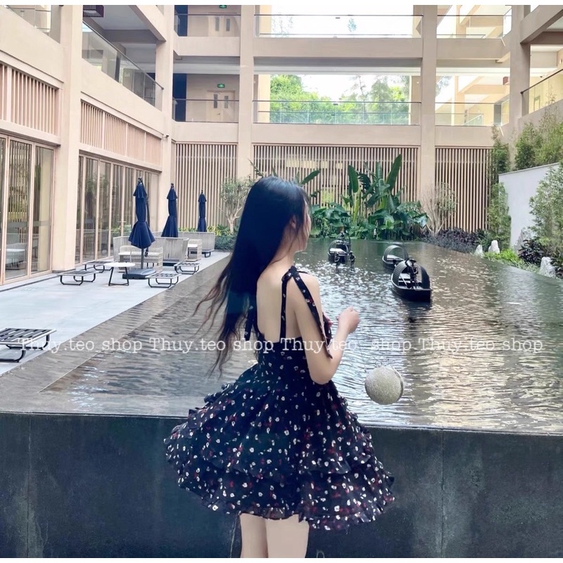 [Hàng mới] VÁY HAI DÂY HOA NHÍ BUỘC NƠ VAI CÓ MÚT NGỰC