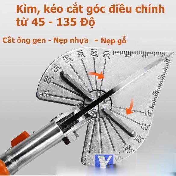Kìm cắt góc điều chỉnh, kéo cắt nẹp điện- kéo cắt góc điều chỉnh 45-135 độ lưỡi dao dễ dàng thay thế
