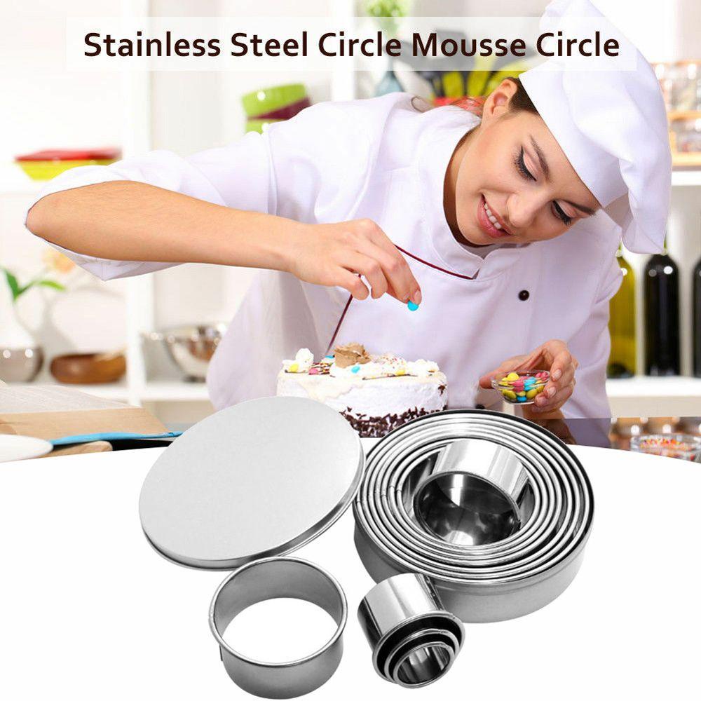 AUGUSTINA Set 12 Khuôn Inox Làm Bánh Hình Tròn Tiện Dụng