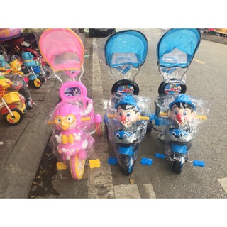 Xe đạp trẻ em 💖 FREESHIP 💖 Giảm 10K Khi Nhập [ Xe đạp ] XE 3 BÁNH PHÁT NHẠC CÓ MÁI CHE NHỰA CHỢ LỚN