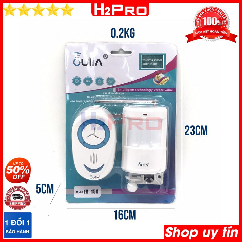 Chuông cửa không dây Oulia FA-158 H2Pro chính hãng, chuông cửa hồng ngoại cảm ứng nhiệt tự động báo khách-chống trộm