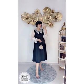 Bigsize Đầm cổ ren tay voan D626