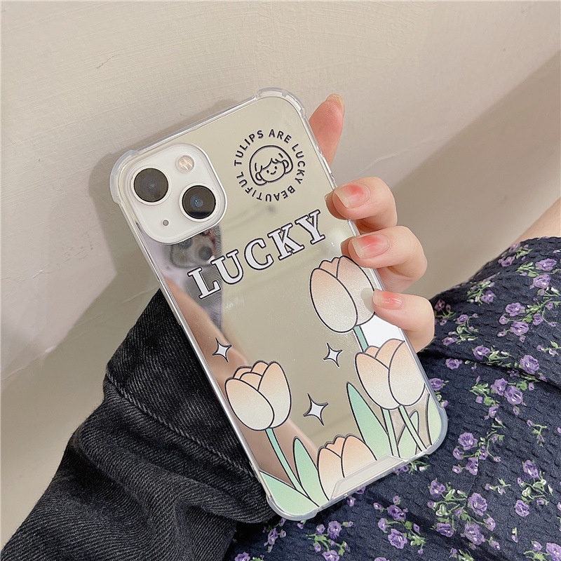 Ốp Điện Thoại Tráng Gương Họa Tiết Hoa Tulip Cho Iphone 6/6splus/7/7plus/8/8plus/x/xr/xs/11/12/13/pro/max/plus/promax 13