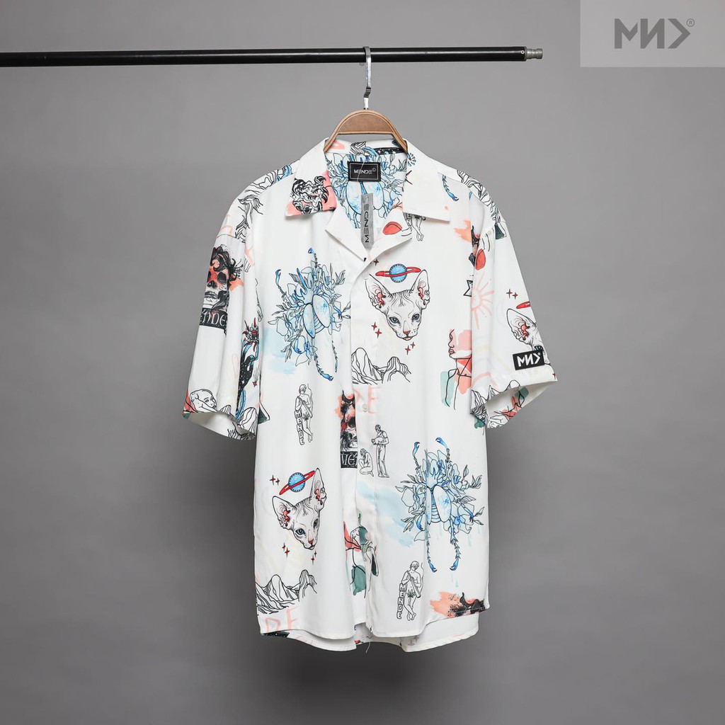 Áo sơ mi kiểu MENDE CRAYON SHIRT cổ VEST tay ngắn form rộng