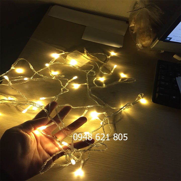 Dây đèn led 5m - 34 bóng kim nhấp nháy màu vàng nắng cực đẹp trang trí ngày tết