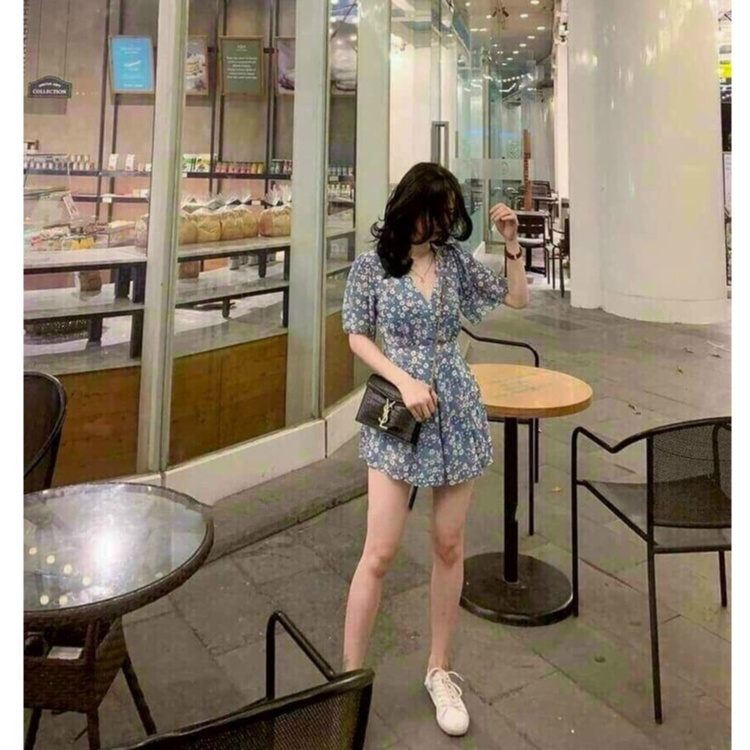Jumpsuit Nữ Hoa Lụa Thiết Kế Dáng Xòe Ngắn Cổ Tim Sang Chảnh Dự Tiệc Đi Biển Thời Trang Đầm Váy Xm Minh Phúc