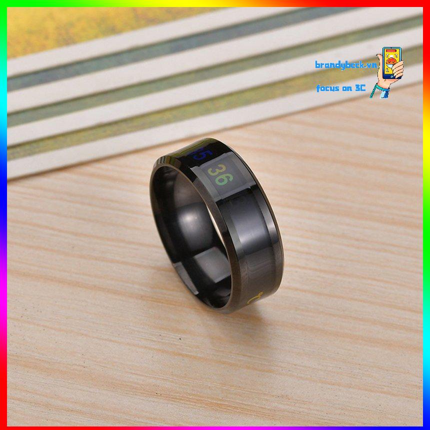 Nhẫn cảm biến nhiệt độ thông minh bằng thép titan thời trang