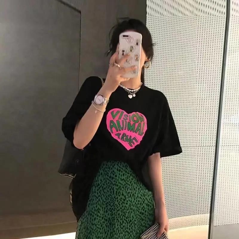 Áo thun HIIXIIVI 100% cotton tay ngắn cổ tròn phong cách Hàn Quốc thời trang mùa hè 2022 cho nữ