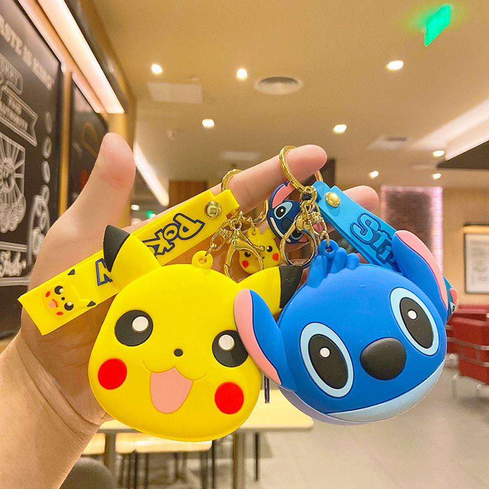LANFY Ví Đựng Tiền Xu / Chìa Khóa / Dây Cáp Dữ Liệu Hình Mickey Minnie Shin-Chan / Doraemon / Sao Biển Mini Bằng Silicon