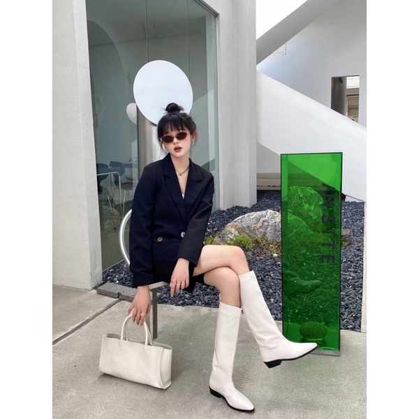 GIÀY BOOTS DA PU MŨI NHỌN ULZZANG