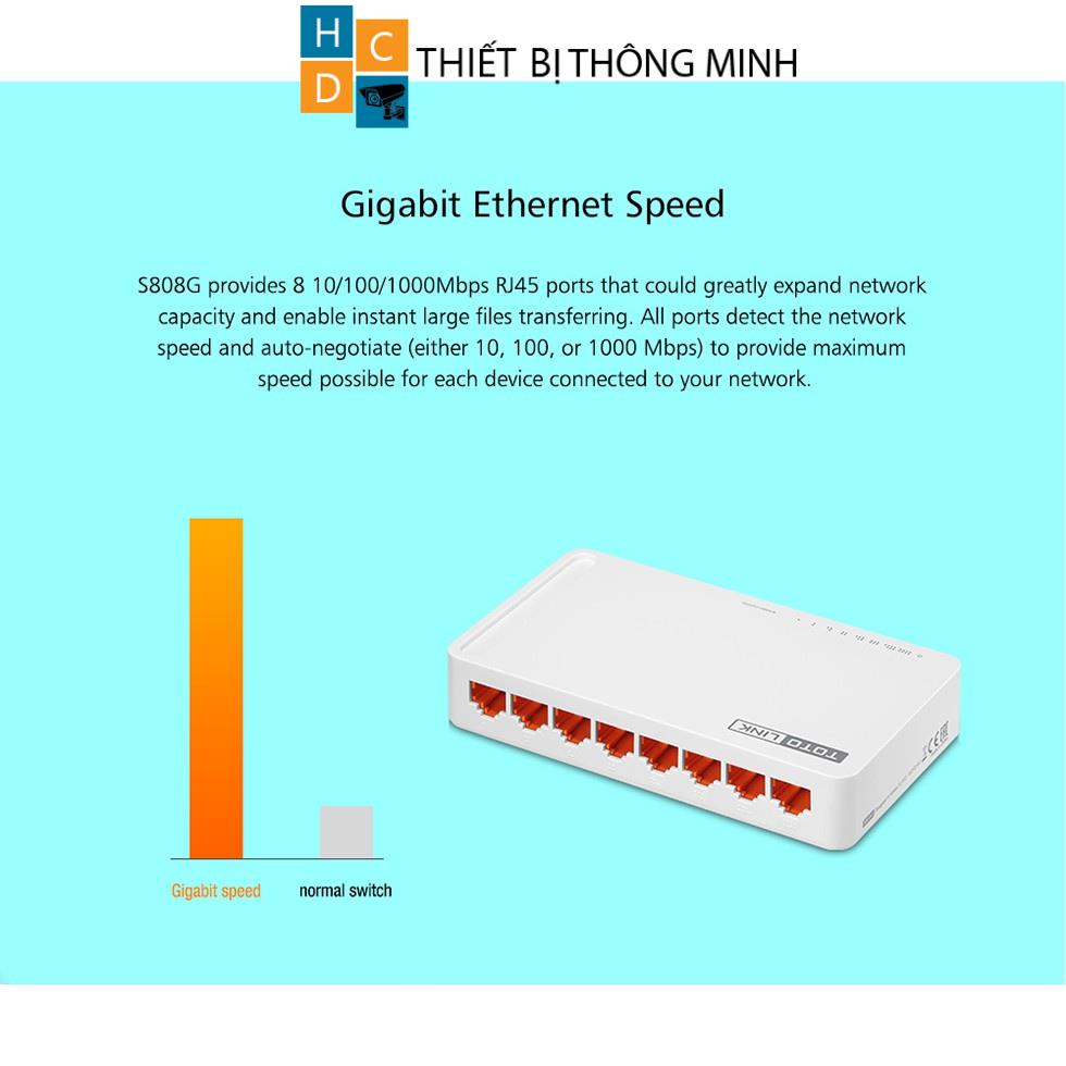 TOTOLINK S808G - Switch 8 cổng Gigabit  Bộ chia mạng máy tính bàn PC Laptop dễ sử dụng giá rẻ - Hãng phân phối chính th