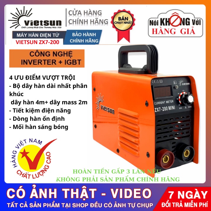 Máy hàn mini Vietsun ZX7-200, máy hàn điện tử Vietsun, thương hiệu Việt Nam, máy hàn điện