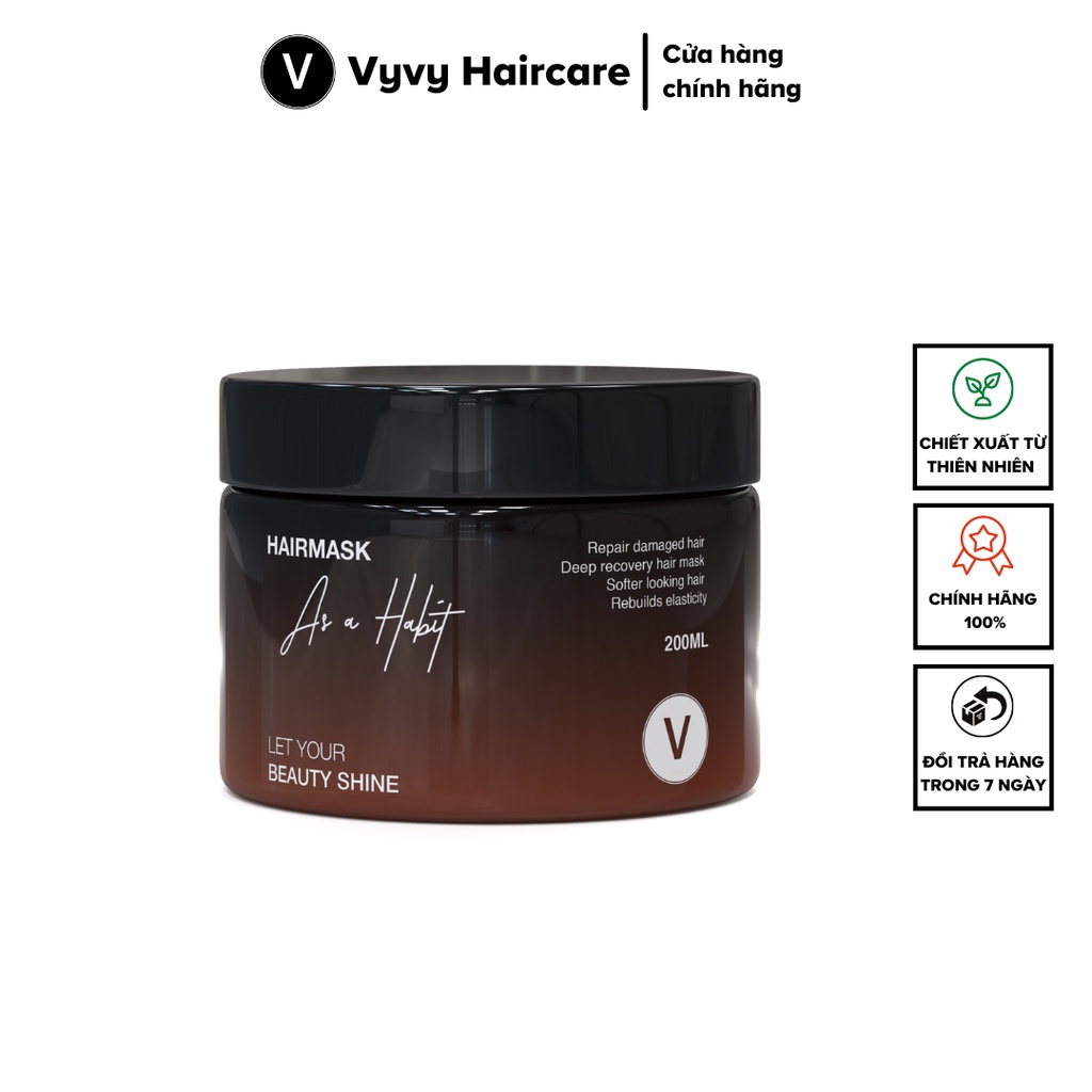 Kem Ủ Tóc Thảo Dược Oliu Phục Hồi Hư Tổn, Khô Xơ, Giàu Keratin Collagen Dưỡng Tóc Khỏe As A Habit VyvyHaircare 250gr