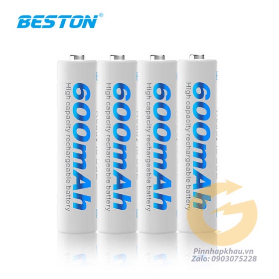 Bộ 4 Pin sạc AAA Beston dung lượng 600mAh - 800mAh - 1300mAh bảo hành 1 tháng 1 đổi 1.